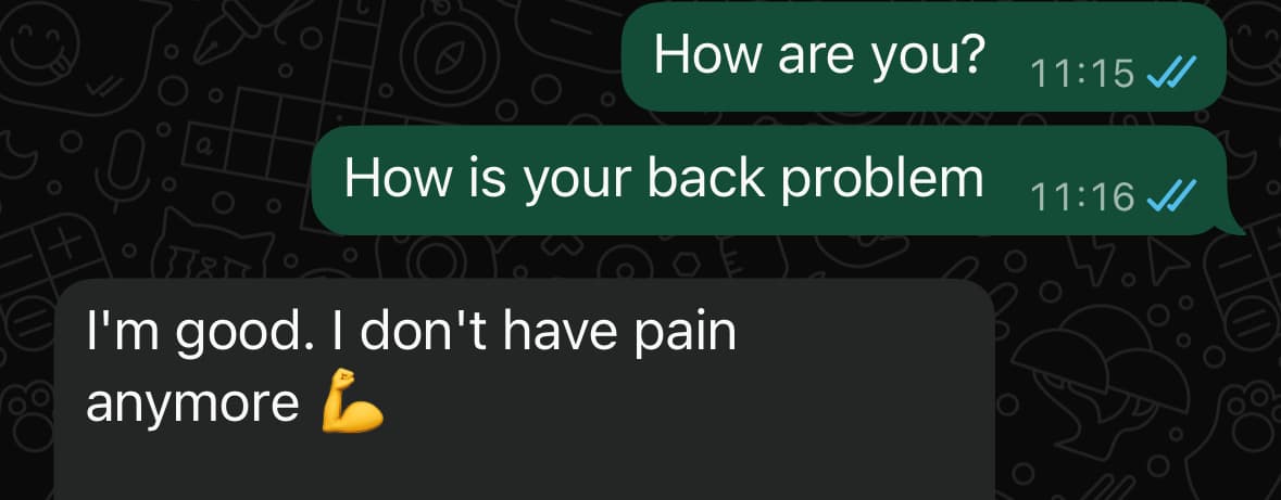 WhatsApp conversation with client